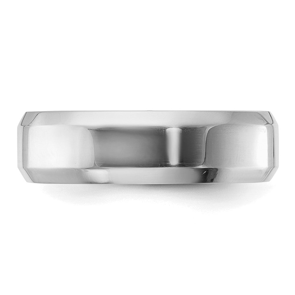 Sterling Silver Rhodium-plated 6mm Bevel Edge Size 7 Band