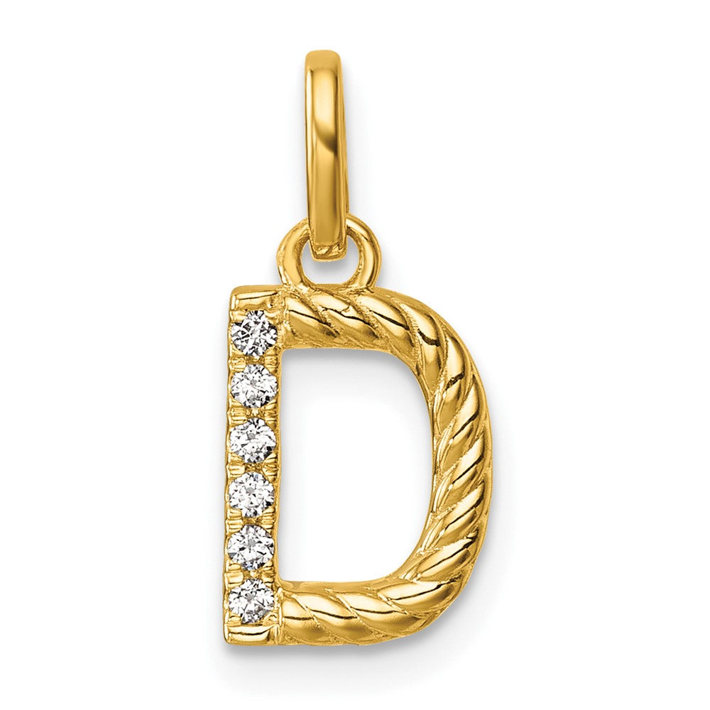 14k Twisted with .05 ct. Diamond Initial D Charm