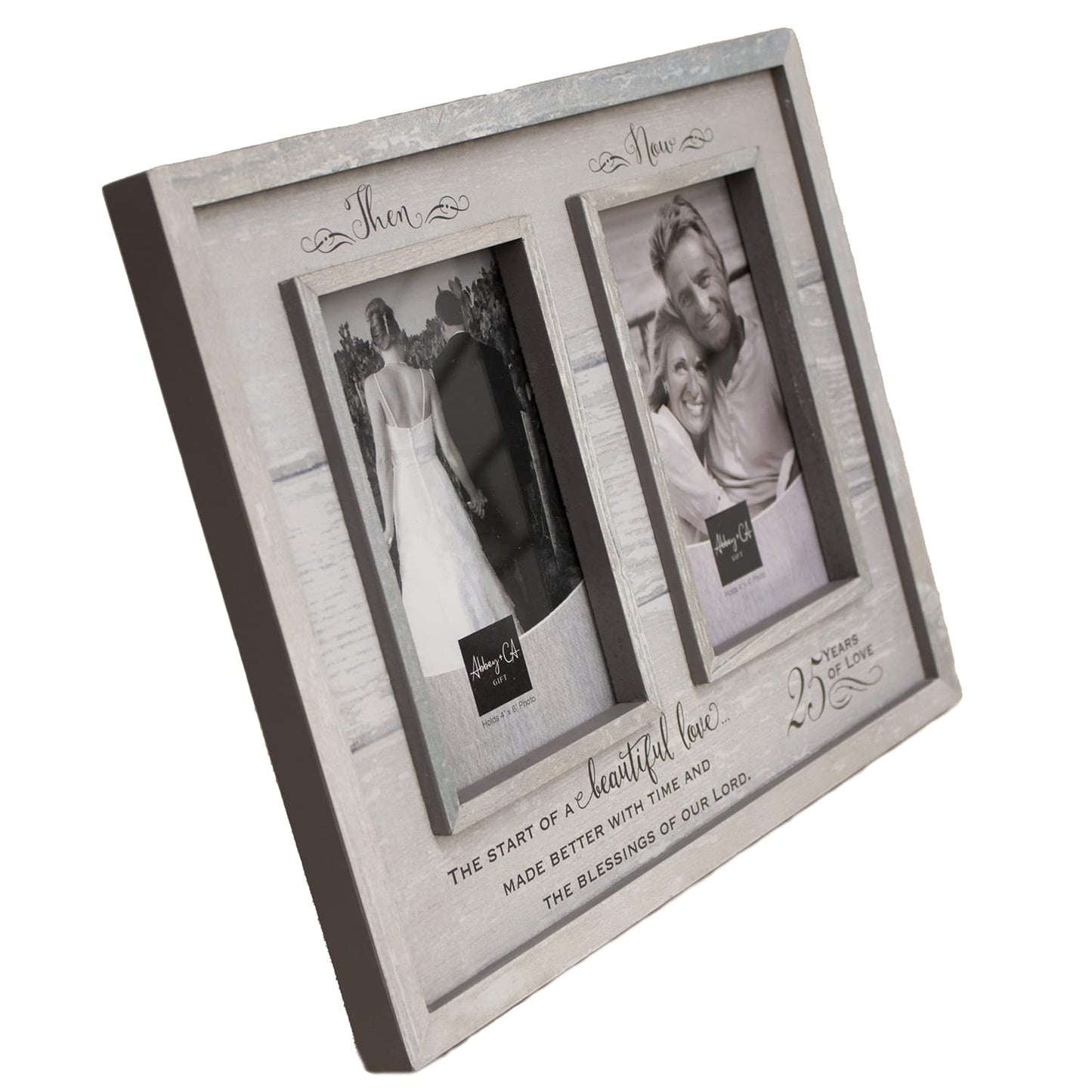 Abbey Gift Then & Now 25Th Anniversary Wood Frame, 12" x 9.5", Multicolor