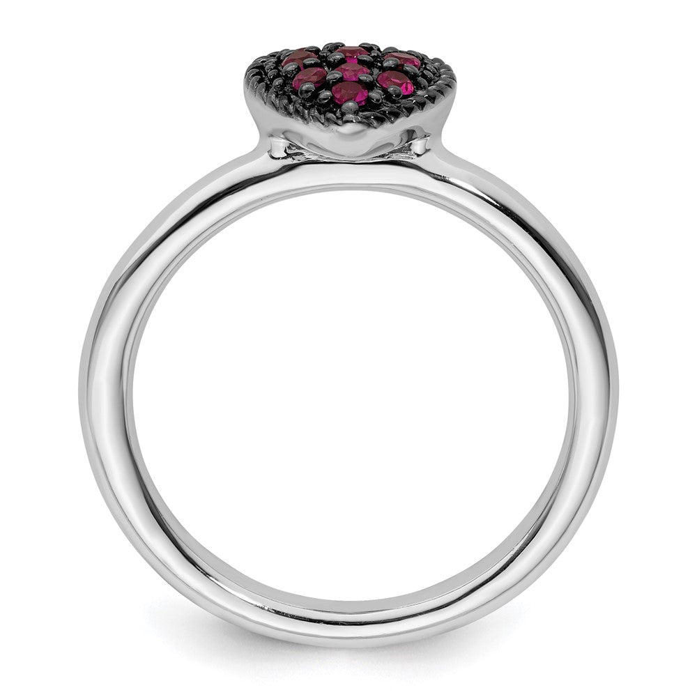 Sterling Silver Stackable Expressions Cr Ruby Heart Ring Size -8