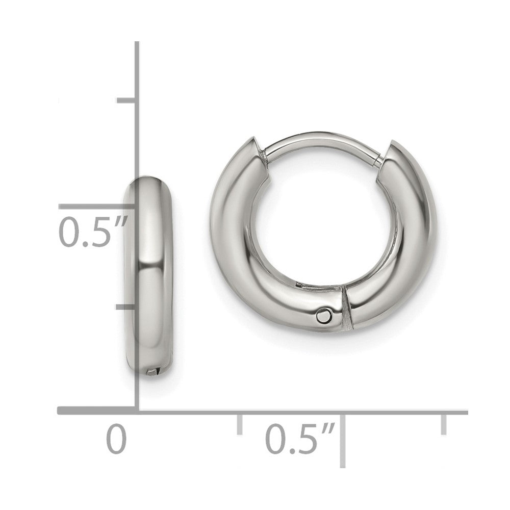 Stainless Steel Polished 3mm Hinged Hoop Earrings