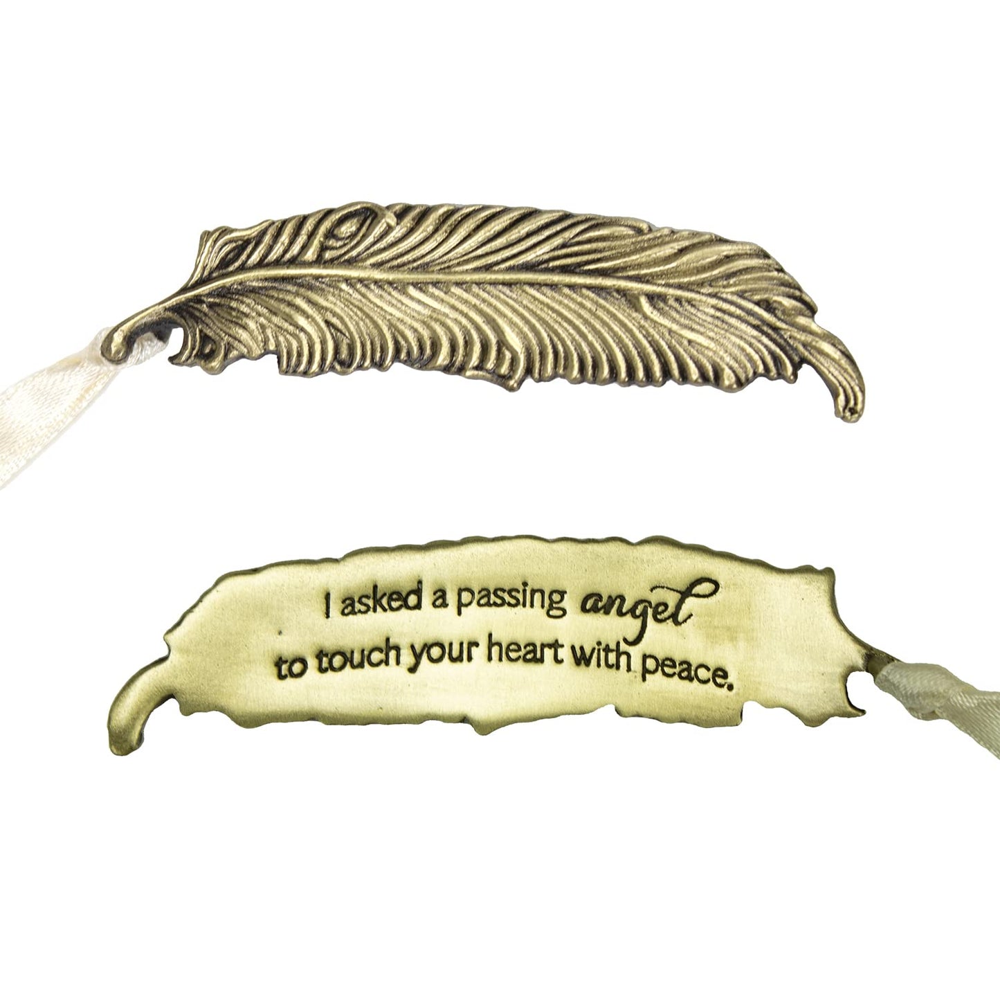 Cathedral Art Abbey & CA Gift Bo Passing Angel Feather Ornament On White Ribbon, 0.5"x3"x0.75", Multi
