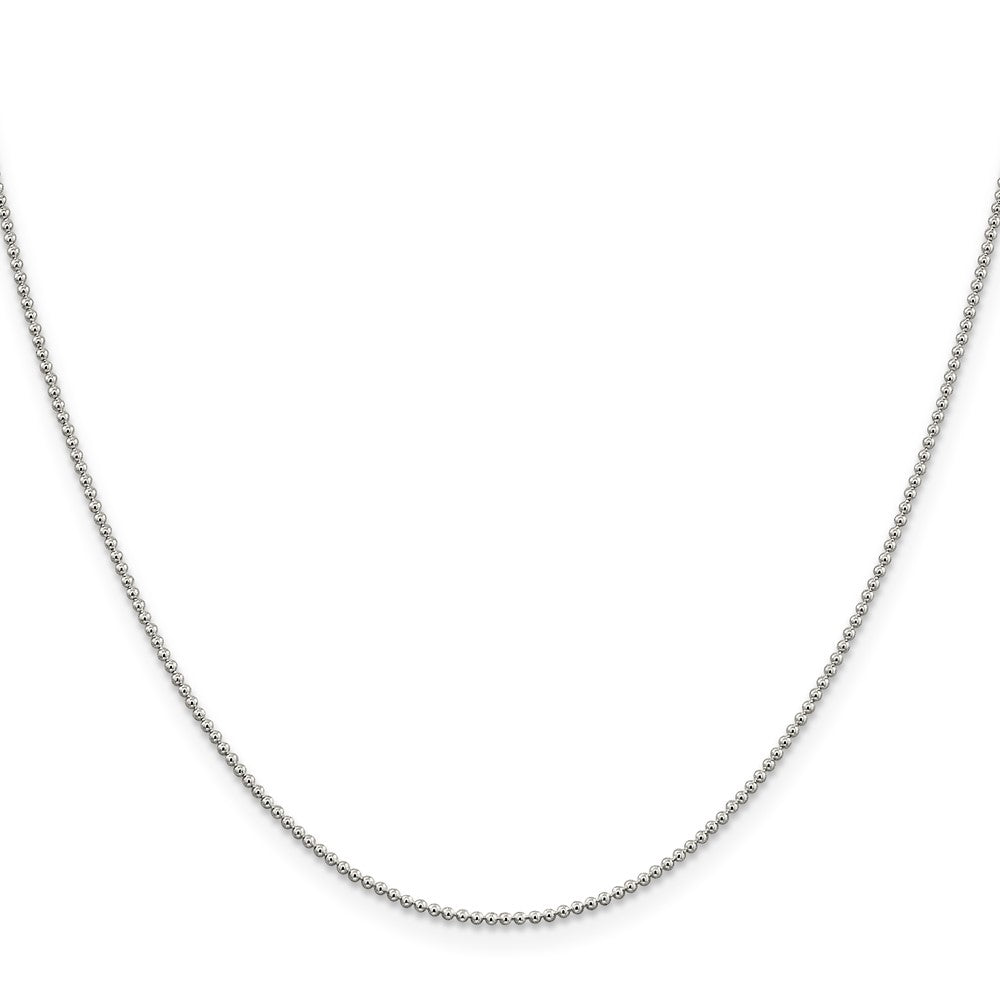 Sterling Silver 1.25mm Beaded Chain 24 Inches