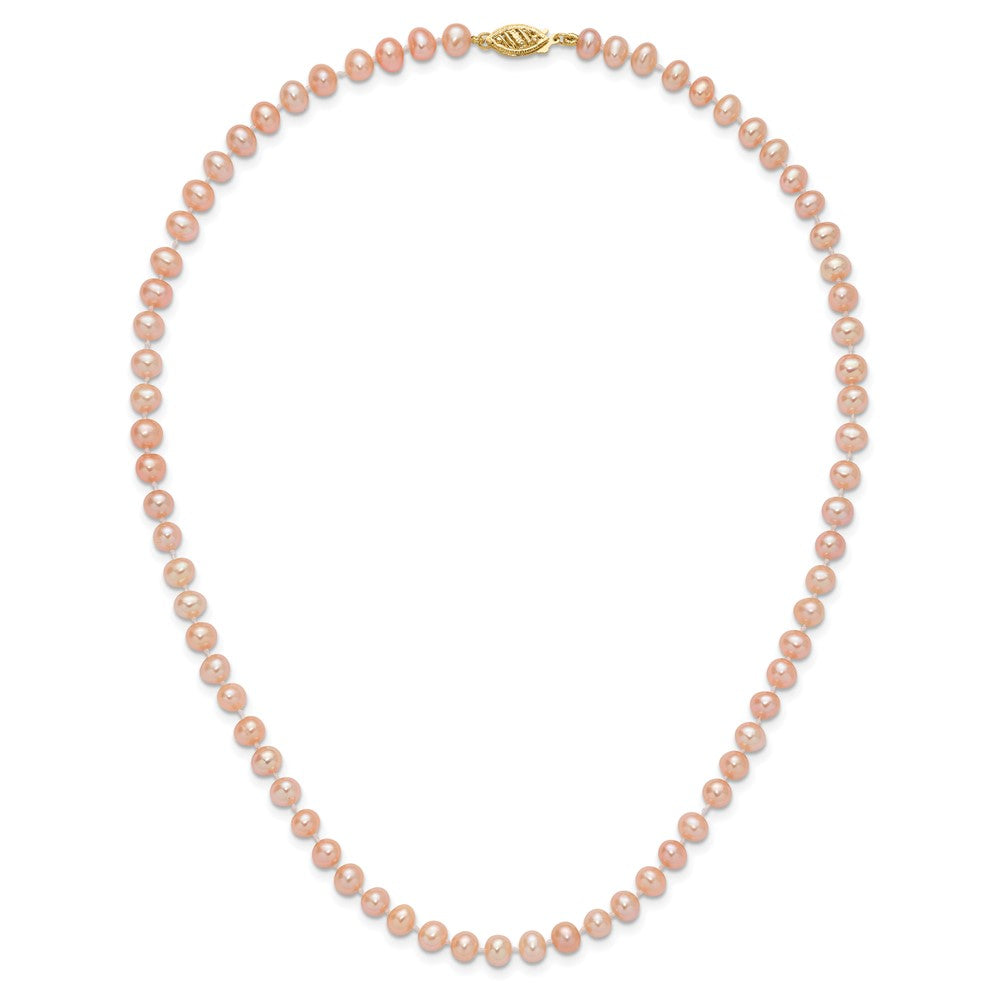 14k 5-6mm Pink Near-Round Freshwater Cultured Pearl 16 inch Necklace