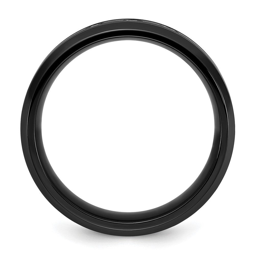 Chisel Stainless Steel Brushed and Polished Black IP-plated with CZ 8mm Band Size - 8.5
