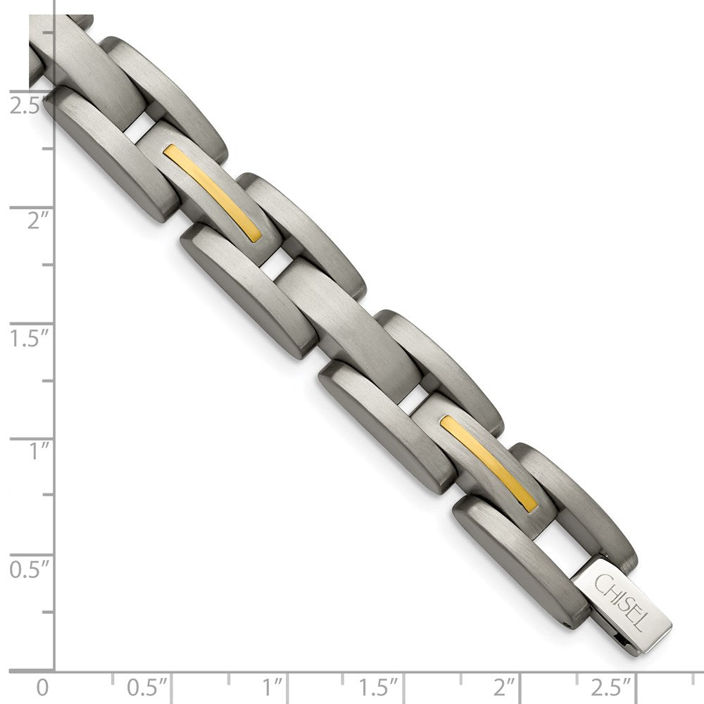 Titanium w/14k Inlay Brushed 8.5in Bracelet
