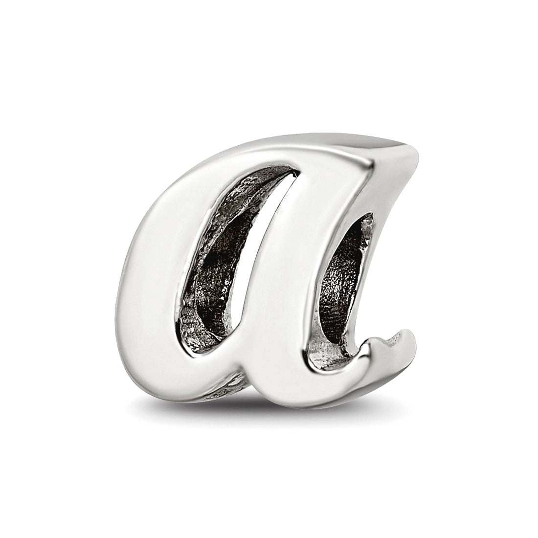 925 Sterling Silver Polished Reflections Letter Name Personalized Monogram Initial a Script Bead Charm 10.91x10.91mm Wid