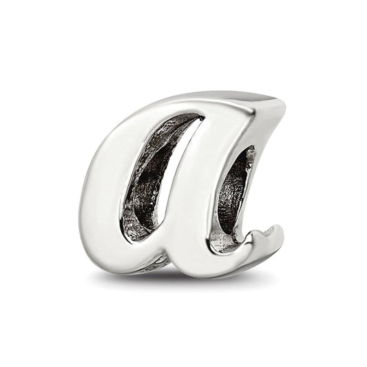 925 Sterling Silver Polished Reflections Letter Name Personalized Monogram Initial a Script Bead Charm 10.91x10.91mm Wid