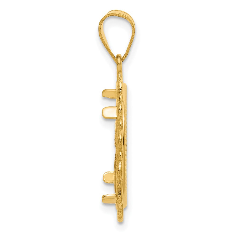 14k Diamond Cut Multi Arch with 16.5mm Prong Coin Bezel Pendant