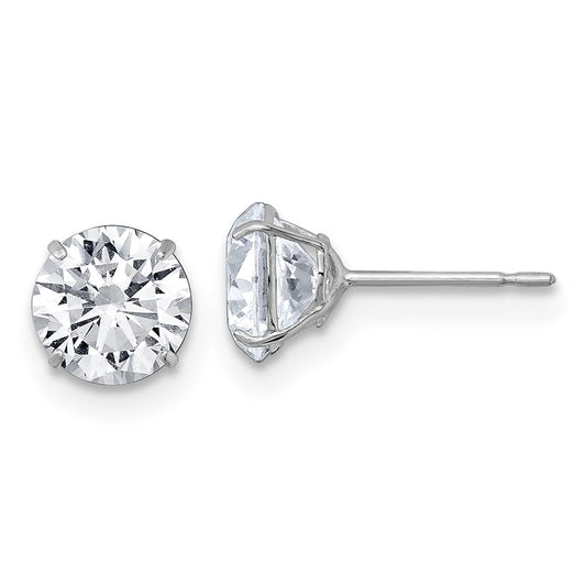 10k White Gold Polished 6.00mm Round CZ Stud Post Earrings
