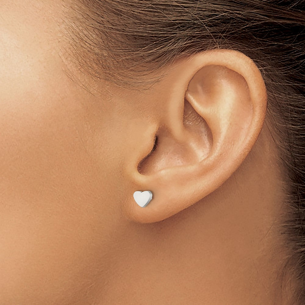 Stainless Steel Polished Heart Post Earrings