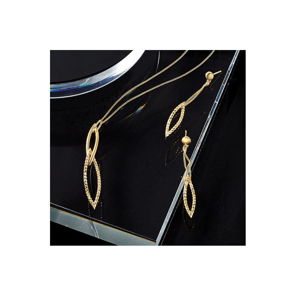 Sterling Silver Gold-plated Dia Cut with 1.5in ext. Necklace