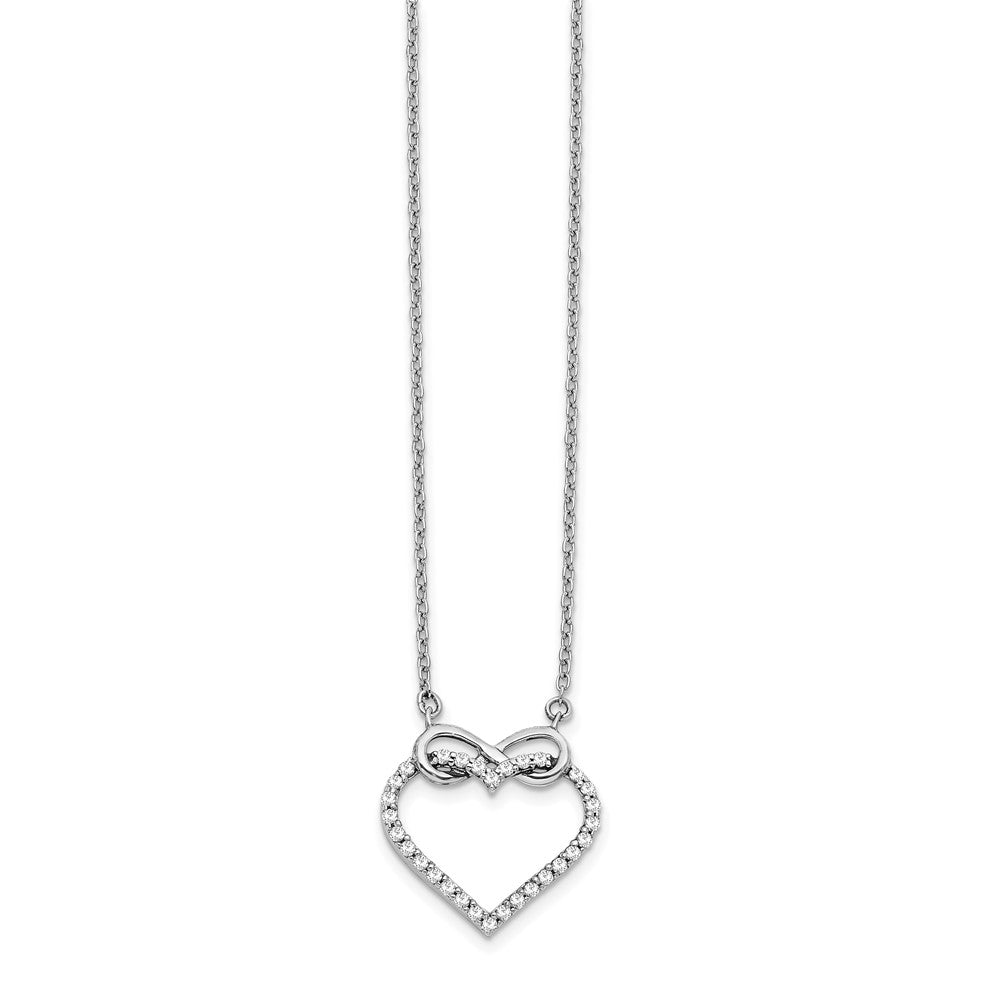 14k White Gold Diamond Heart Infinity 18 inch Necklace