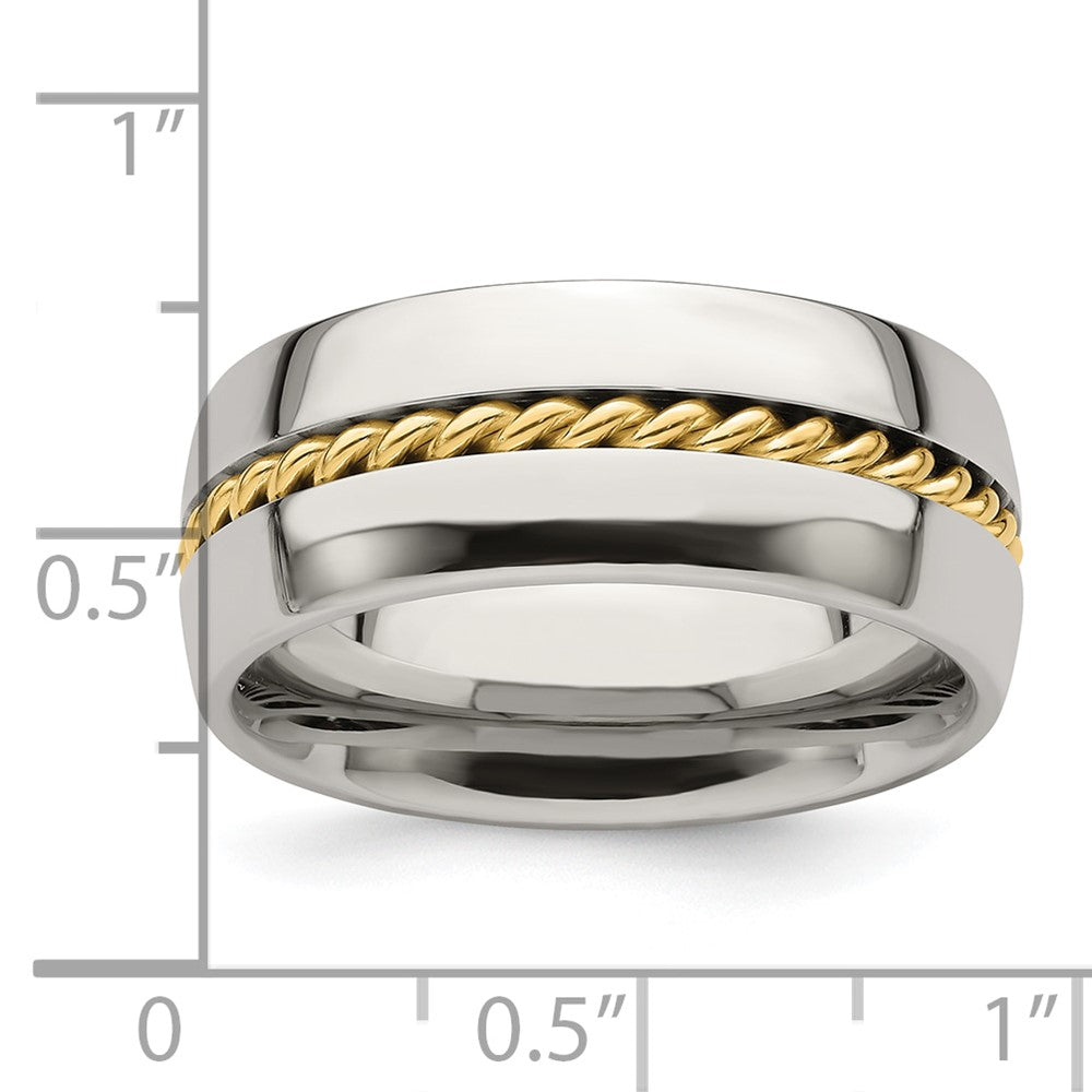 Edward Mirell Polished Cobalt with Sterling Silver Rope Inlay 9mm Band Size 8.5