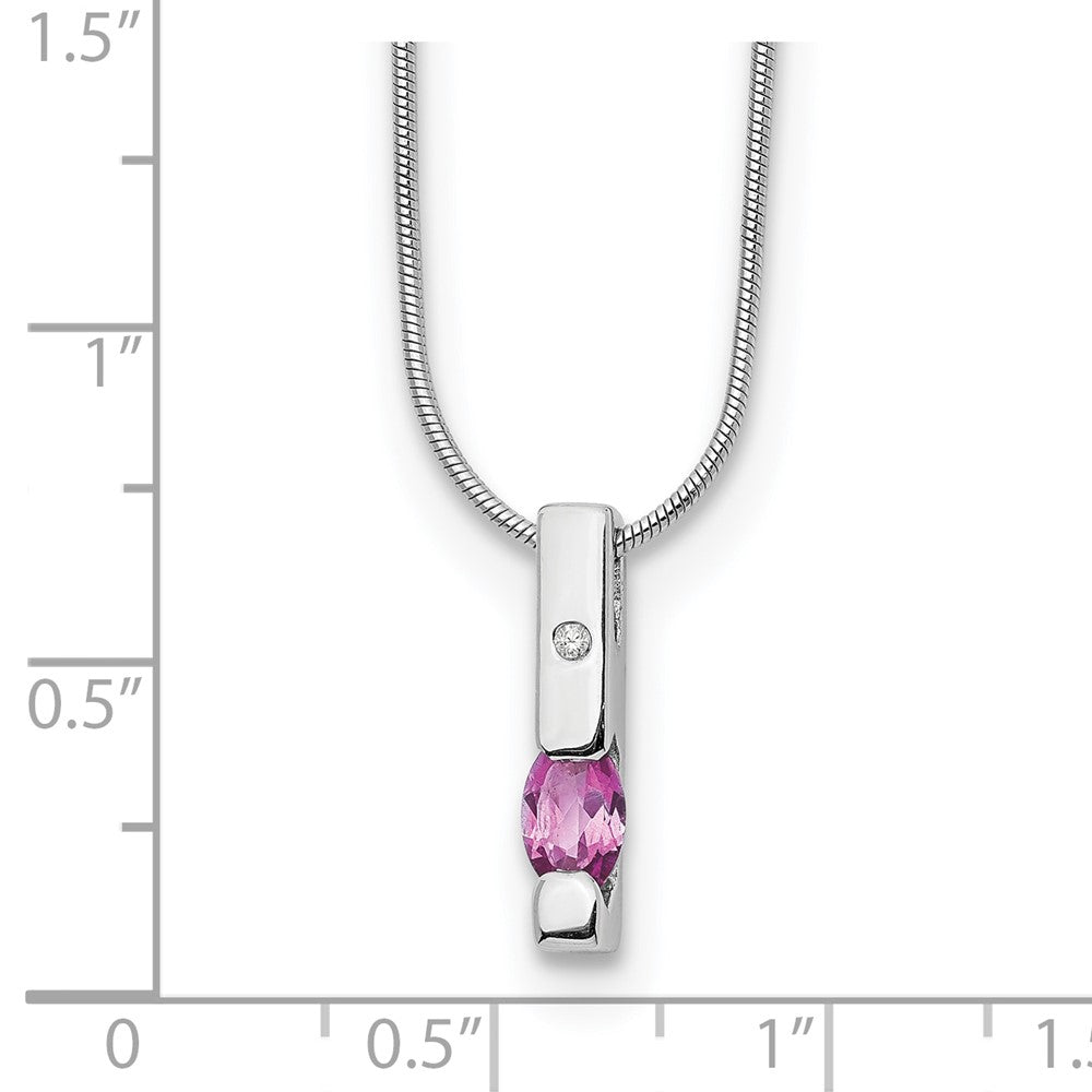 White Ice Sterling Silver Rhodium-plated 18 Inch Diamond and Pink Tourmaline Necklace with 2 Inch Extender 18 Inches