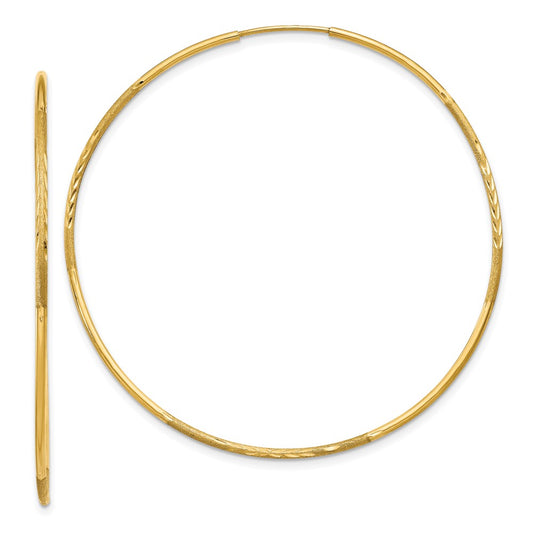 10k 1.25mm Diamond-cut Endless Hoop Earring