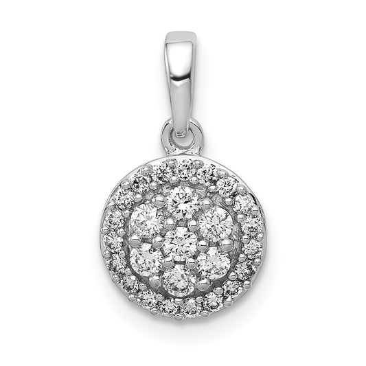 14k White Gold 1/4 carat Lab Grown Diamond VS/SI+ G+ Round Complete Halo Cluster Pendant