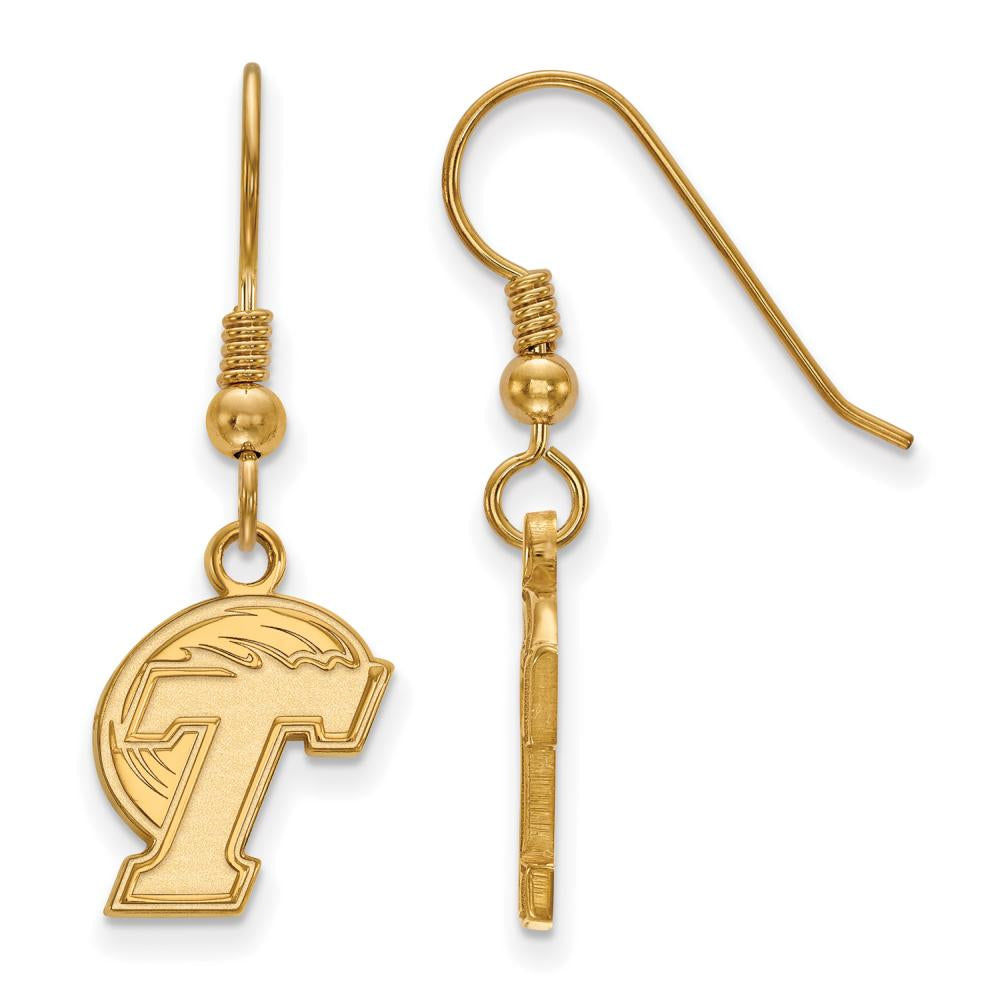 14k Gold Plated Silver Tulane University Small Dangle Earrings