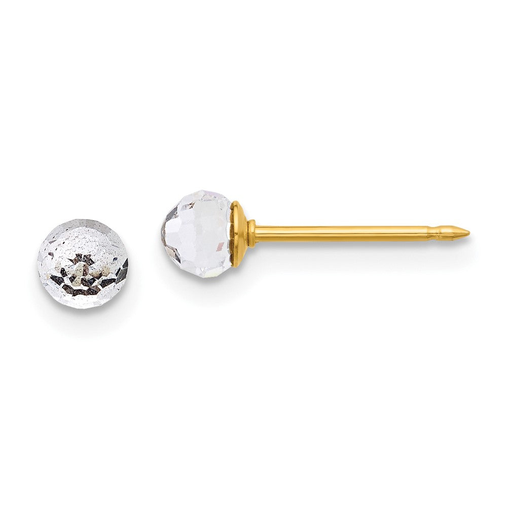 Inverness 14K Polished 4mm Crystal Faceted Ball Post Piercing Earrings