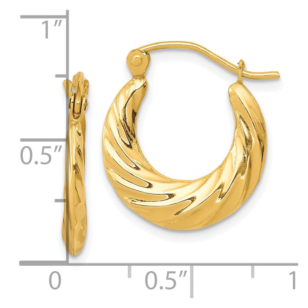 10k Fancy Small Hoop Earrings