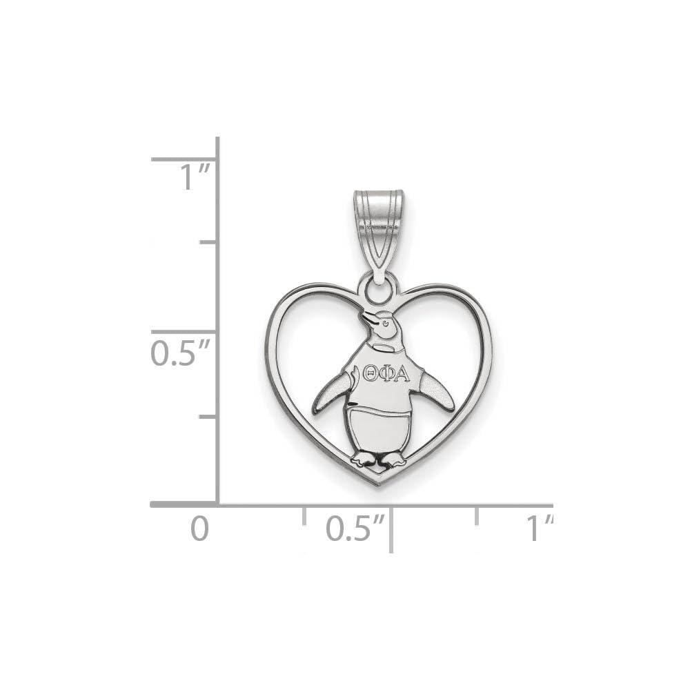 Sterling Silver Official Licensed Greek Sororities Theta Phi Alpha (???) Heart Pendant