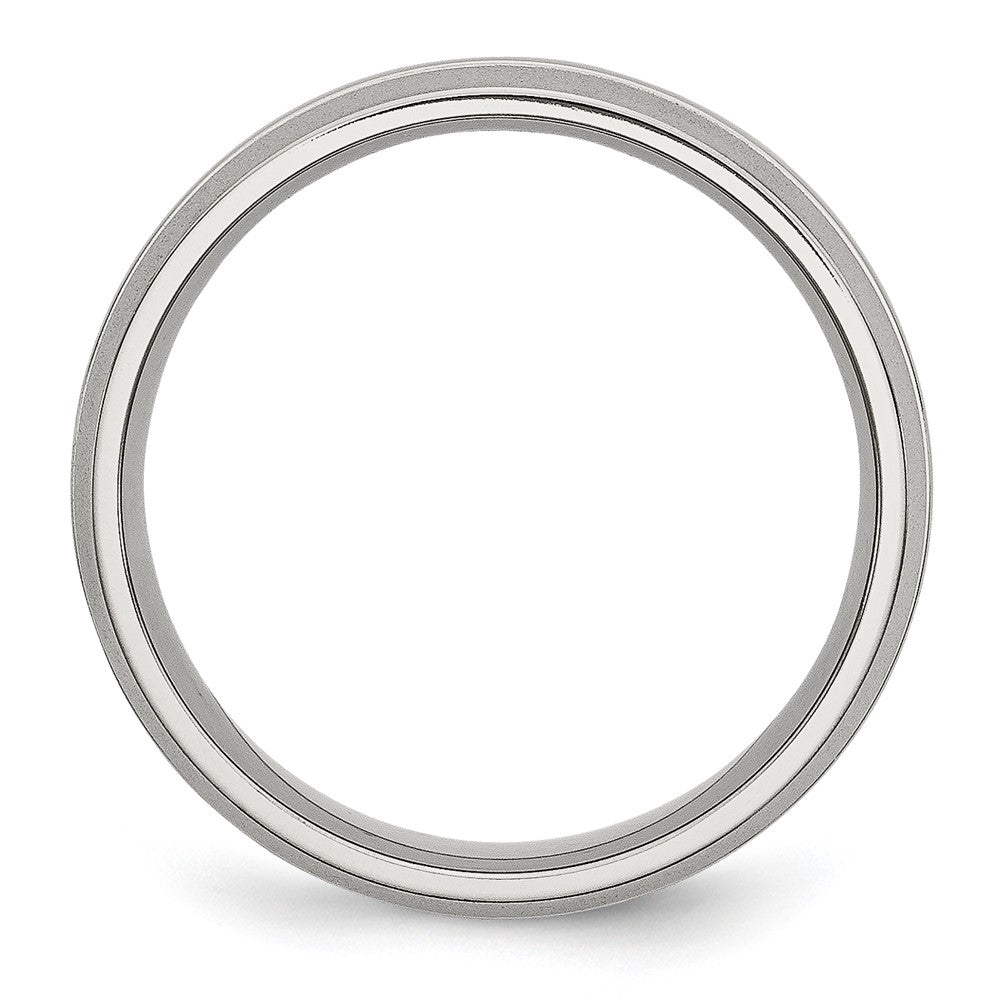 Stainless Steel Polished w/Brushed Edge 6mm Grooved Band Size - 12