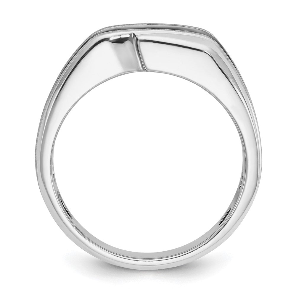 IBGoodman 14k White Gold with Black Rhodium Men's Polished Satin and Grooved 3-Stone 1/2 Carat AA Quality Diamond Ring