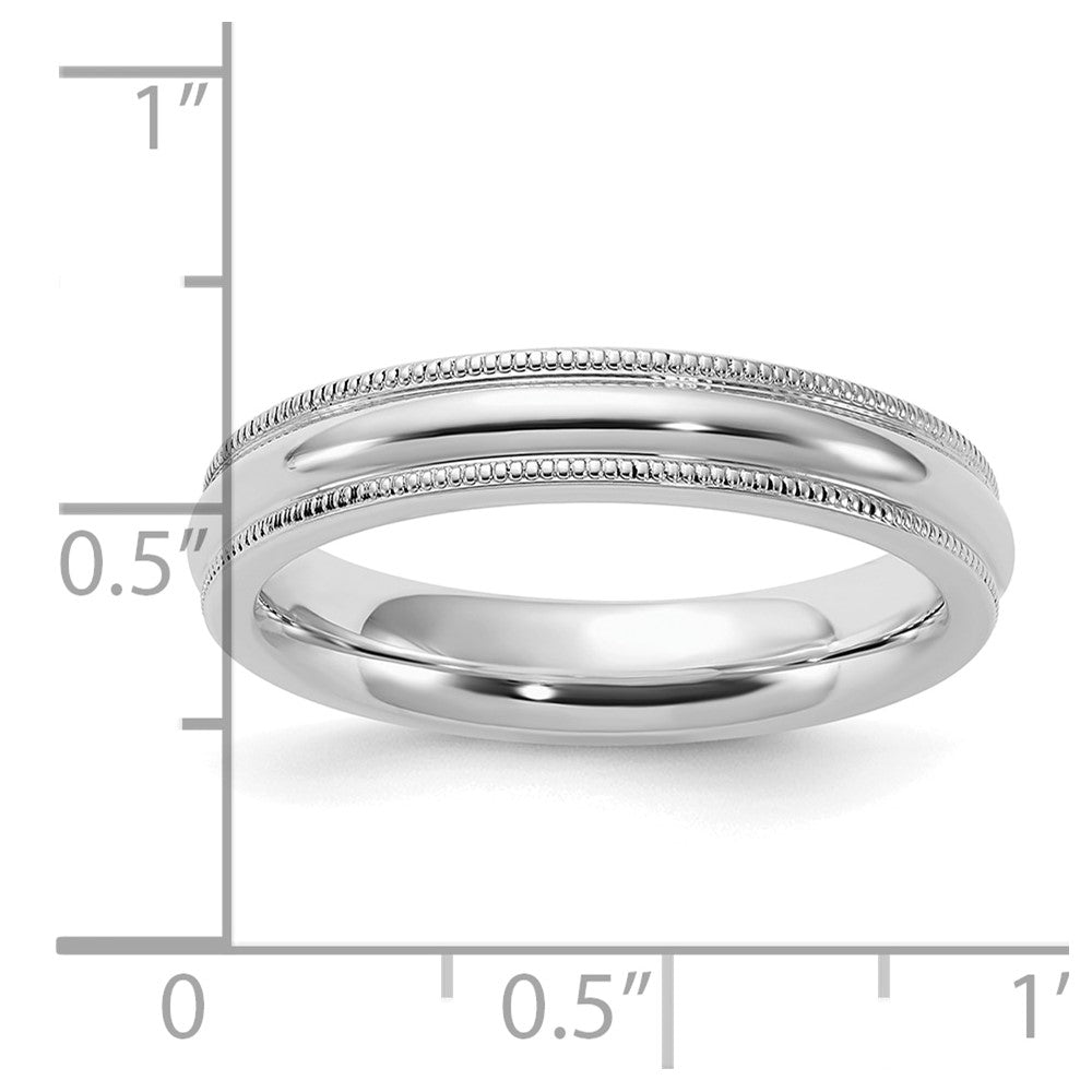 Sterling Silver Rhodium-plated 4mm Comfort Fit Milgrain Size 8 Band