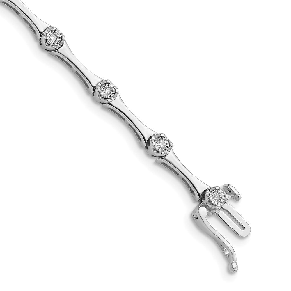 Sterling Silver Rhodium Plated Diamond Bracelet 7 inches