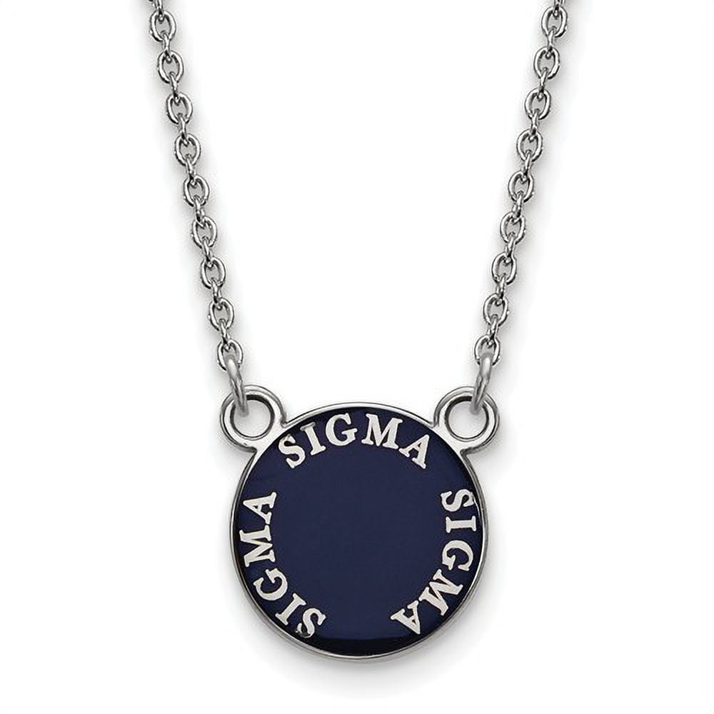 Sterling Silver 18in Official Licensed Greek Sororities Sigma Sigma Sigma (???) XS Enamel Pendant w/Necklace