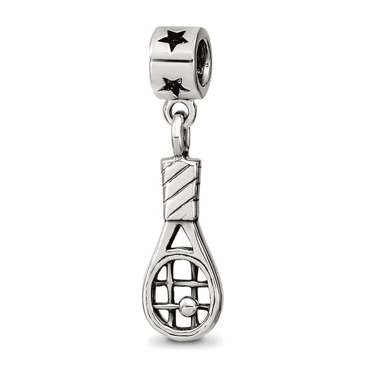 Sterling Silver Reflections Kids Tennis Racket Dangle Bead