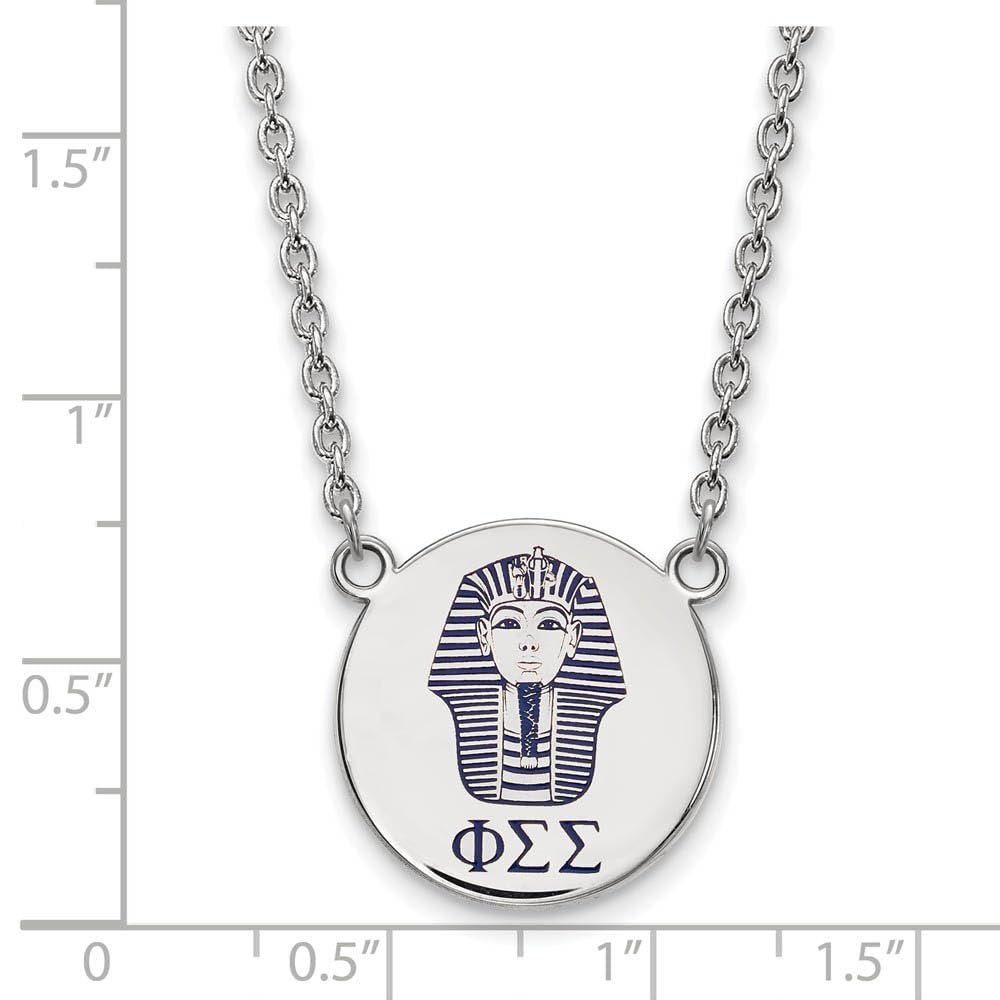 Sterling Silver 18in Official Licensed Greek Sororities Phi Sigma Sigma (???) Small Enamel Pendant w/Necklace