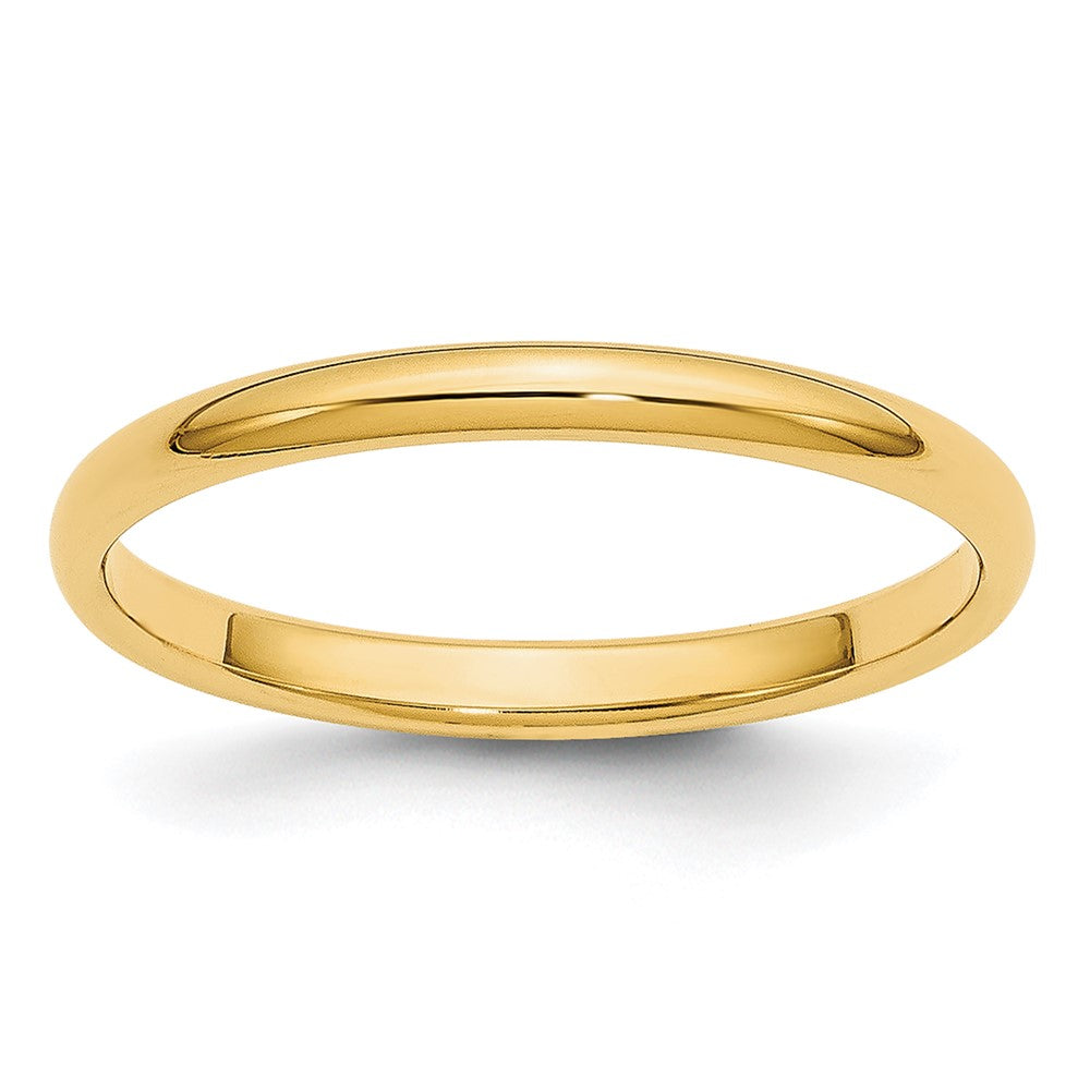 14k Yellow Gold 2mm Lightweight Half Round Wedding Band Size 14