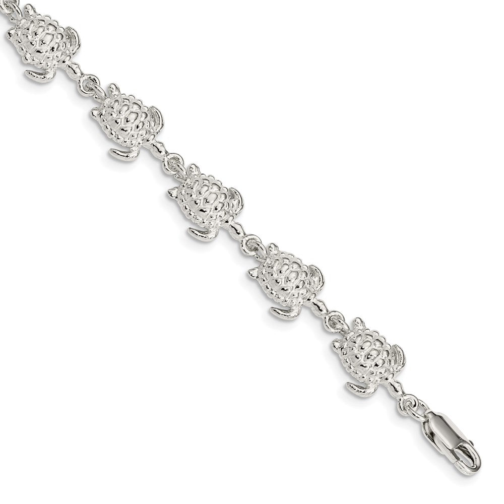 Sterling Silver Sea Turtles Bracelet 7 inches
