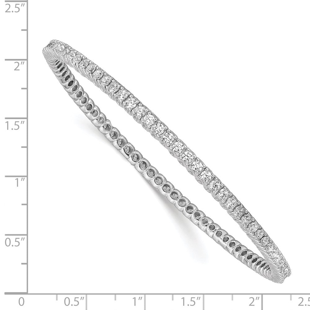 Sterling Shimmer Sterling Silver Rhodium-plated 83 Stone CZ Bangle Bracelet 7.25 inches