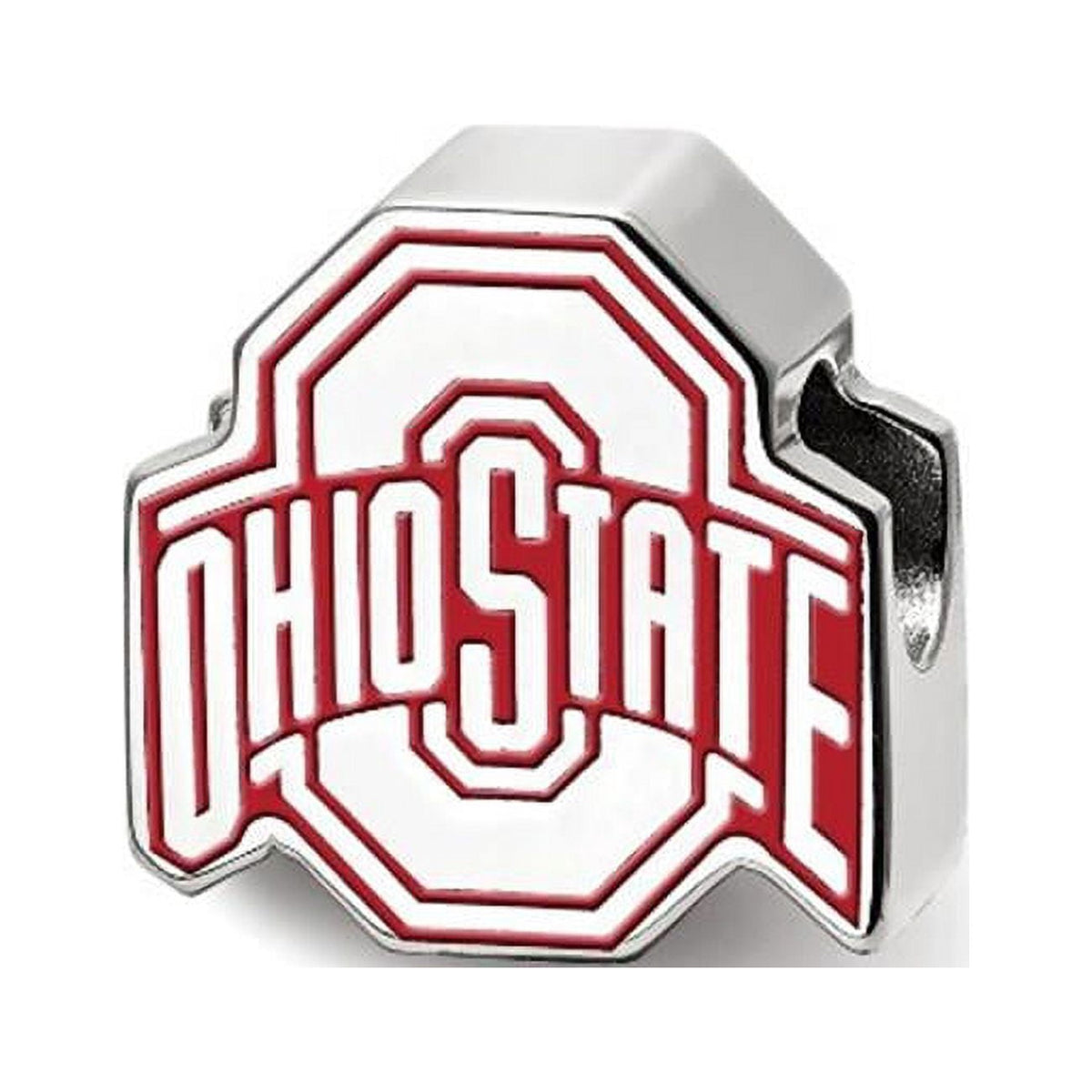 Sterling Silver Rhodium Plated Ohio State U. Enamel Logo Bead Charm
