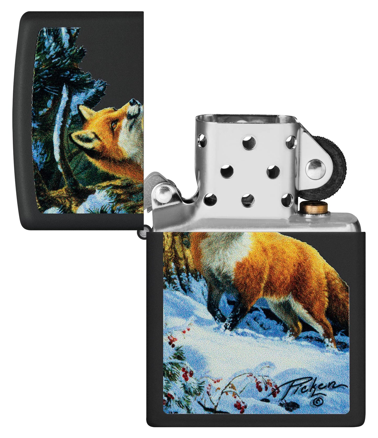 Pro-Cut ZIP-48596 2024 Zippo Linda Picken Red Fox Lighter, Black Matte