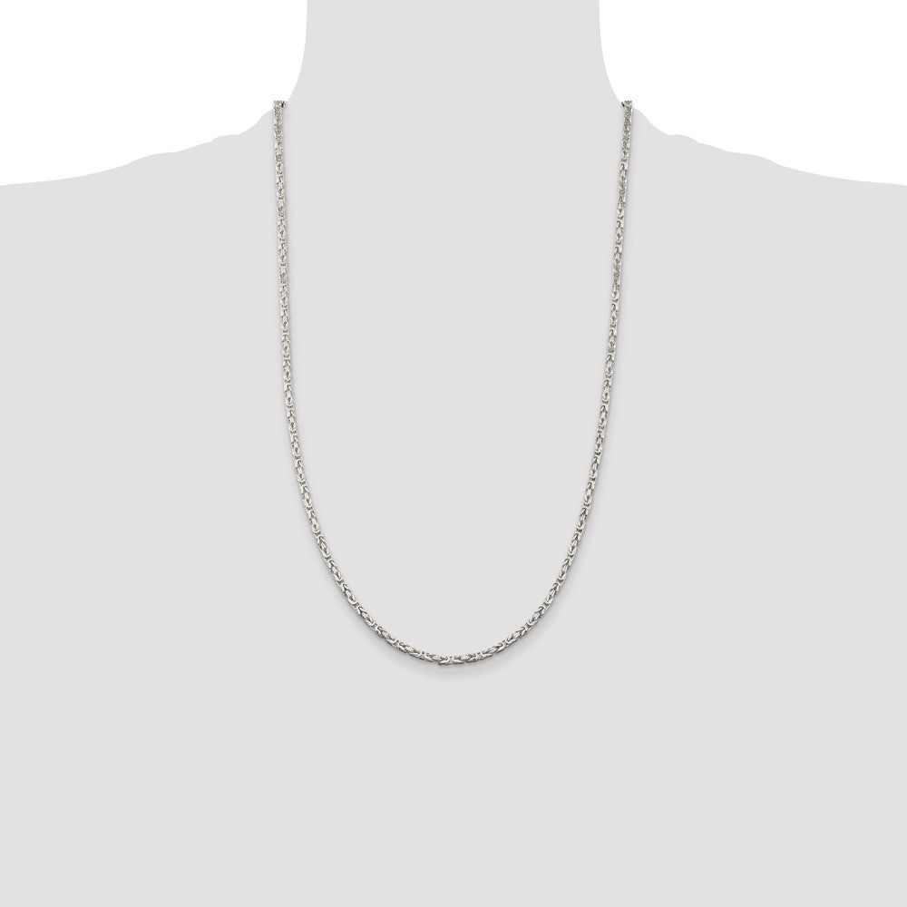Sterling Silver 2.5mm Byzantine Chain 26 Inches
