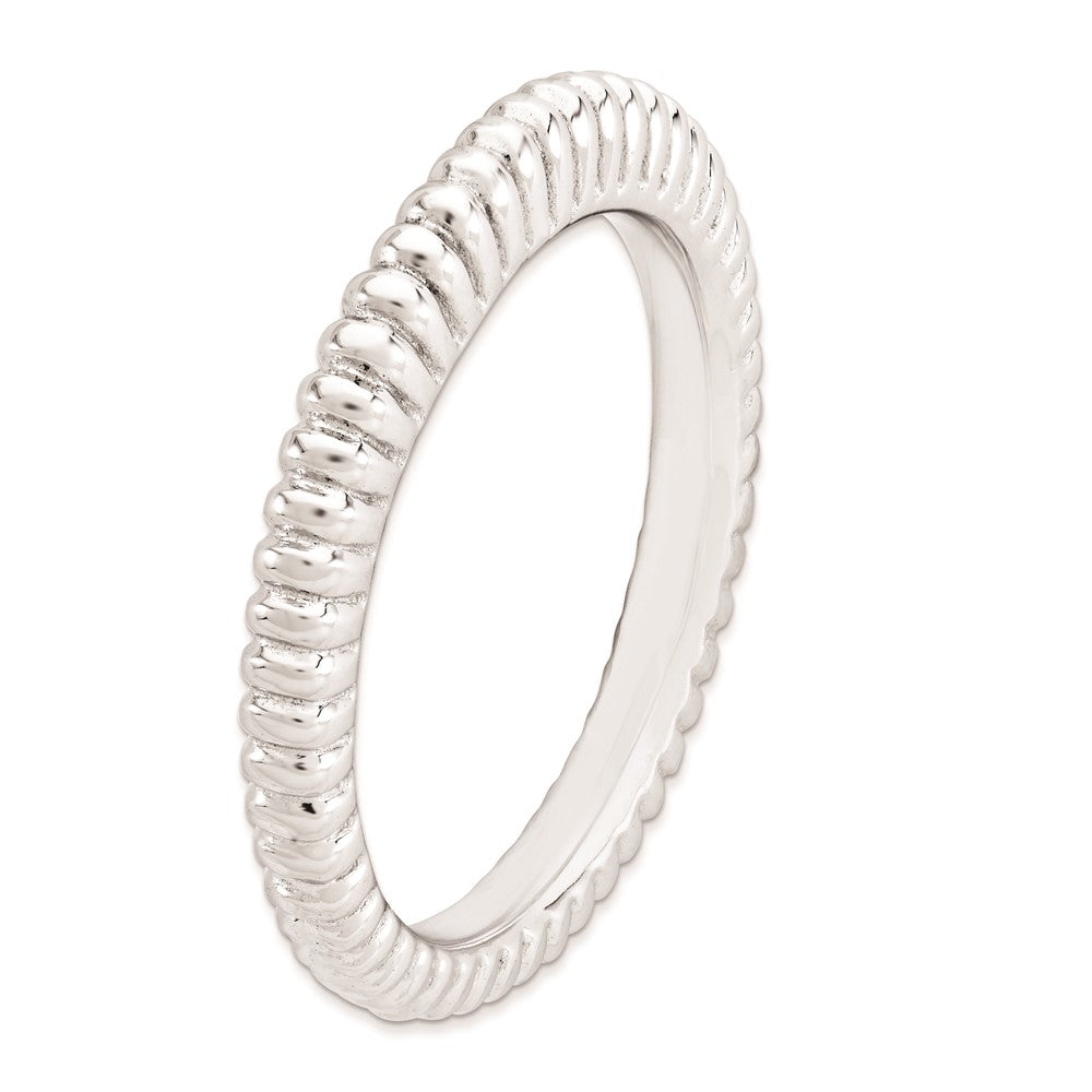 Sterling Silver Stackable Expressions Rhodium-plated Domed Ring