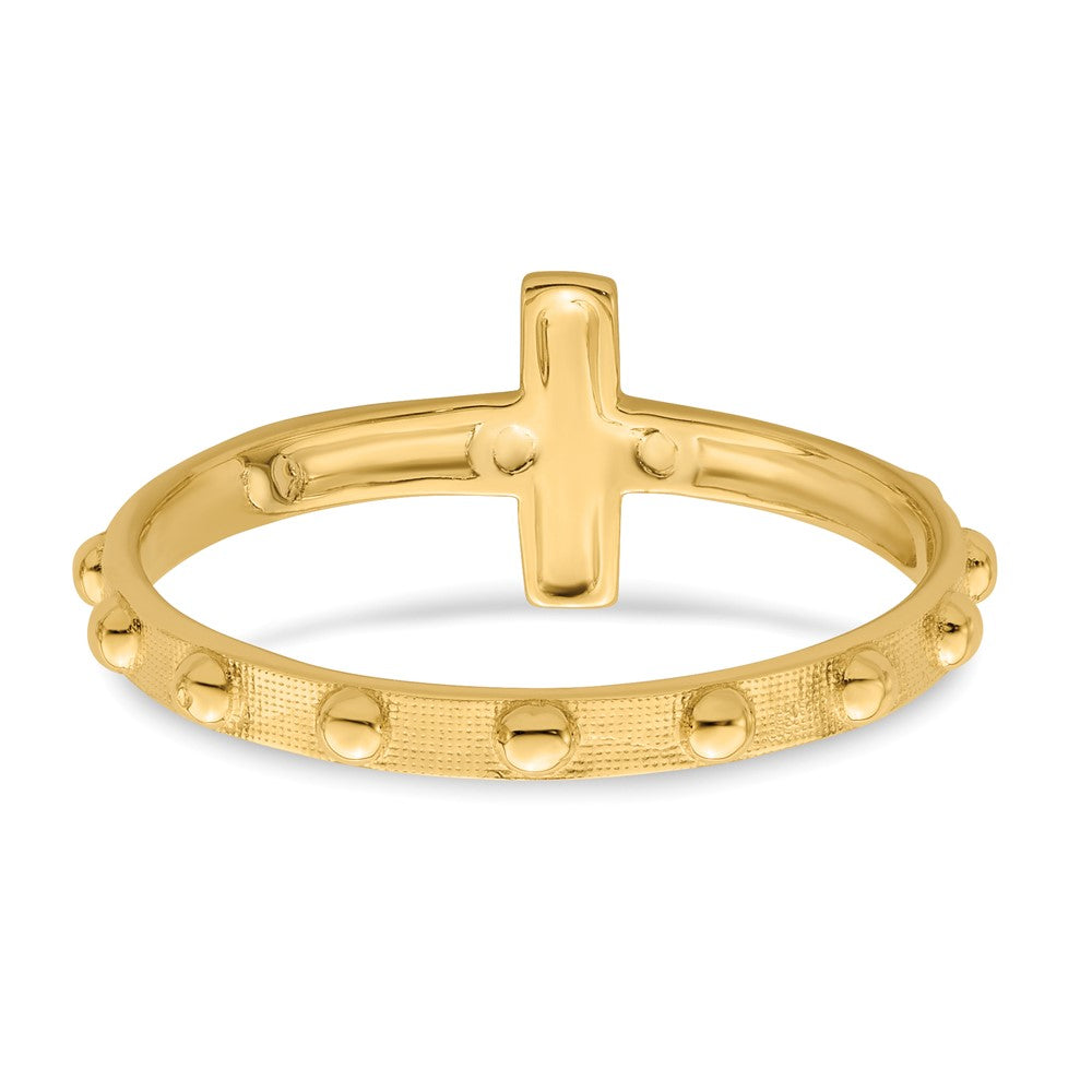 14K Two-tone Crucifix Rosary Ring Size 7