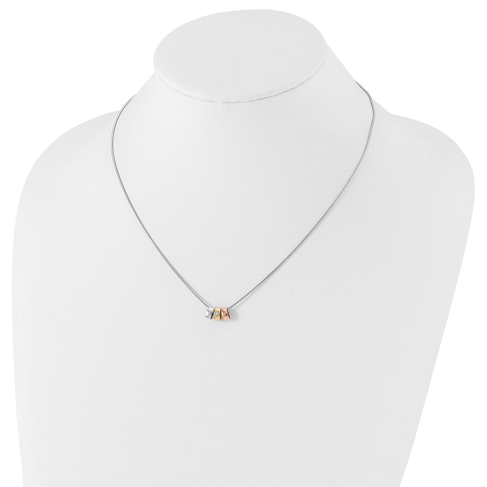 White Ice Sterling Silver Rhodium-plated Rose and Gold-tone 18 Inch Diamond Necklace with 2 Inch Extender 18 Inches