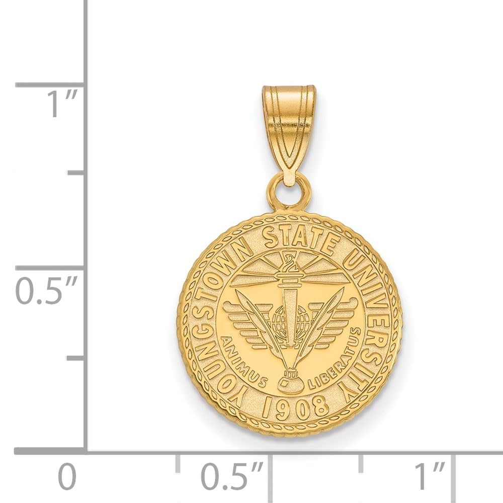 Sterling Silver w/ 14K Yellow Gold-Plated Official Licensed Collegiate Youngstown State U Medium Crest Pendant