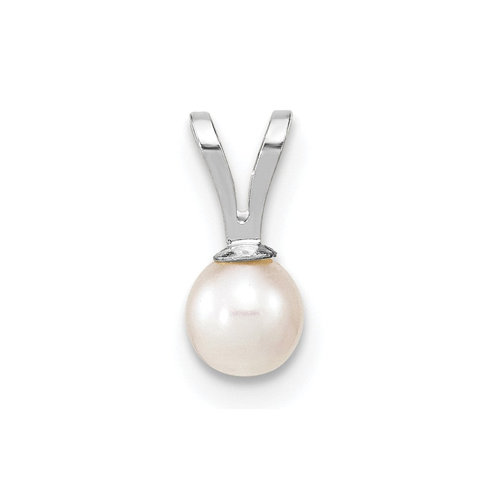 10k White Gold 4-5mm White Round Freshwater Cultured Pearl Pendant