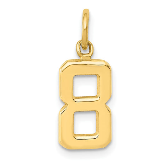 10k Small Polished Number 8 Charm