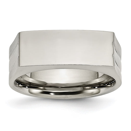 Chisel Stainless Steel Brushed and Polished Signet Ring Size - 9
