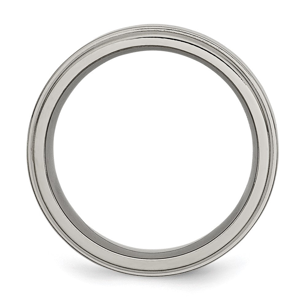 Titanium Polished 8mm Grooved Edge Band Size - 10.5