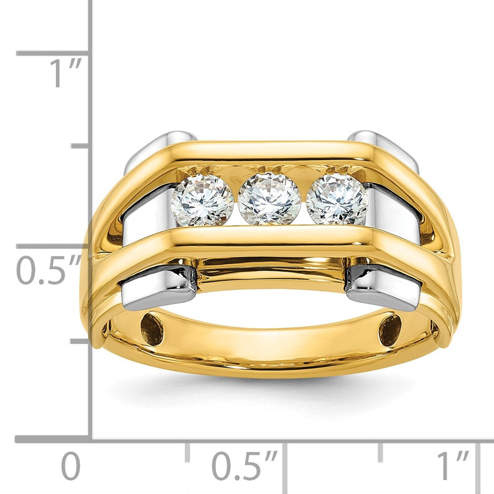 14k Two-tone IBGoodman Men's Polished 3-Stone 1/2 Carat AA Quality Diamond Ring