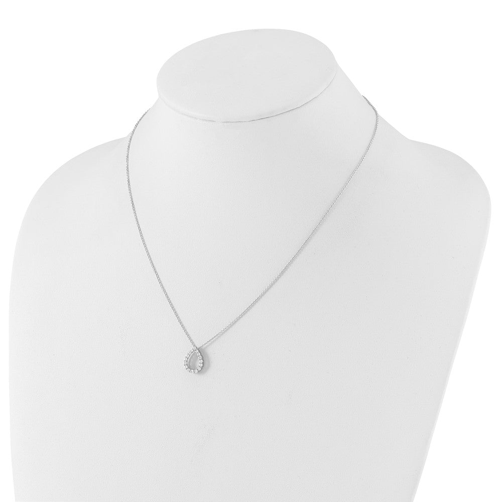 True Origin 14k White Gold 1/3 carat Lab Created Diamond VS DEF 18 inch Fancy Teardrop Necklace