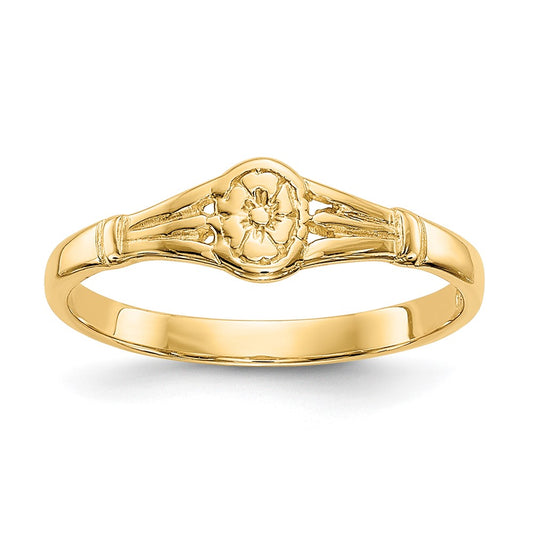 14K Gold Polished Oval Baby Ring Size 2.25