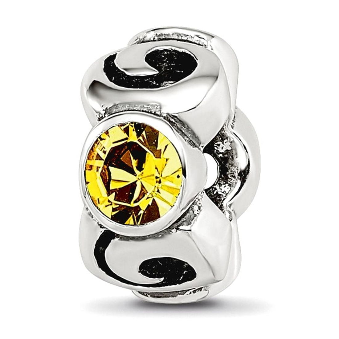 Sterling Silver Reflections Novem Yellow Preciosa Crystal Birthstone Bead